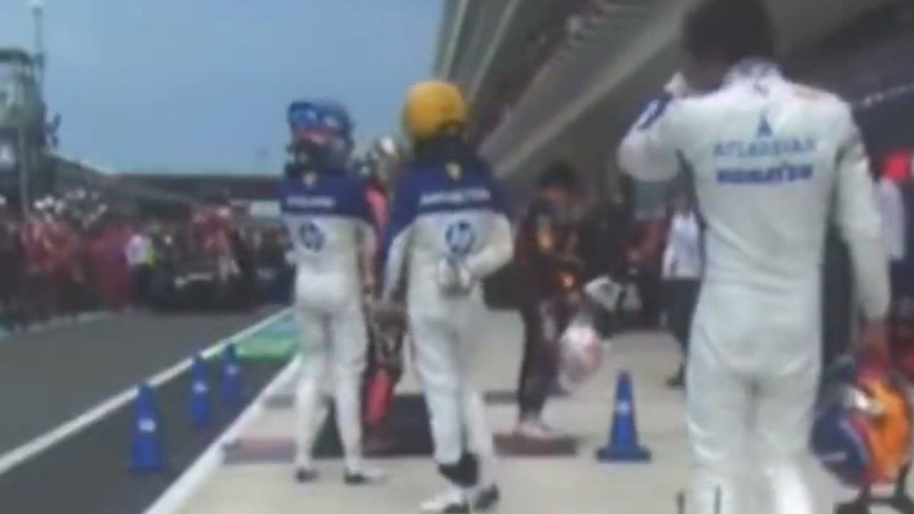 Charles Leclerc and Lewis Hamilton console each other. Photo: X.