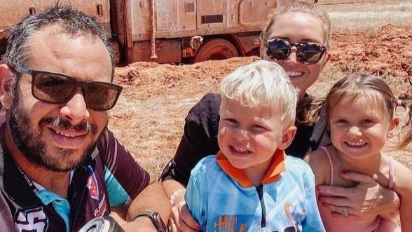 Ori Zavros, wife Lindsay Zavros and children Zoe and Zane were rescued from the Simpson Desert back in November after their car became bogged. Picture: Supplied