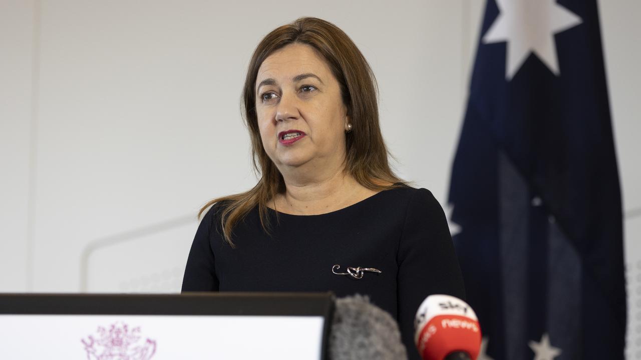 Queensland Premier Annastacia Palaszczuk addresses the media at a press conference. Picture: NewsWire/Sarah Marshall