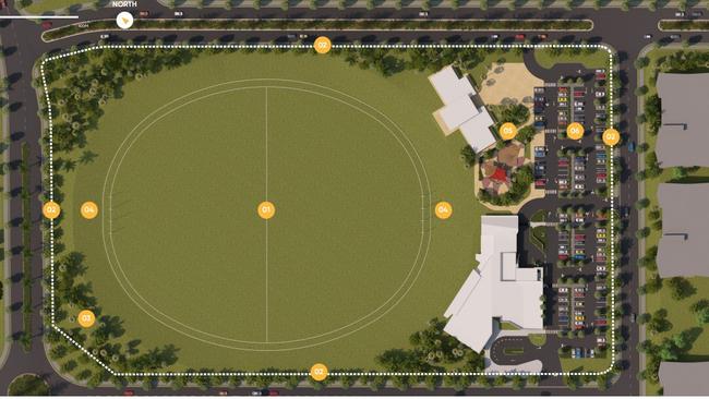 Plans for the Whitsunday Paradise estate show an AFL field and clubhouse. Picture: Supplied