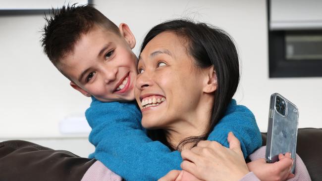 Archer, 9, from Surrey Hills helped save his diabetic mum Anastasia Barros. Picture: David Caird