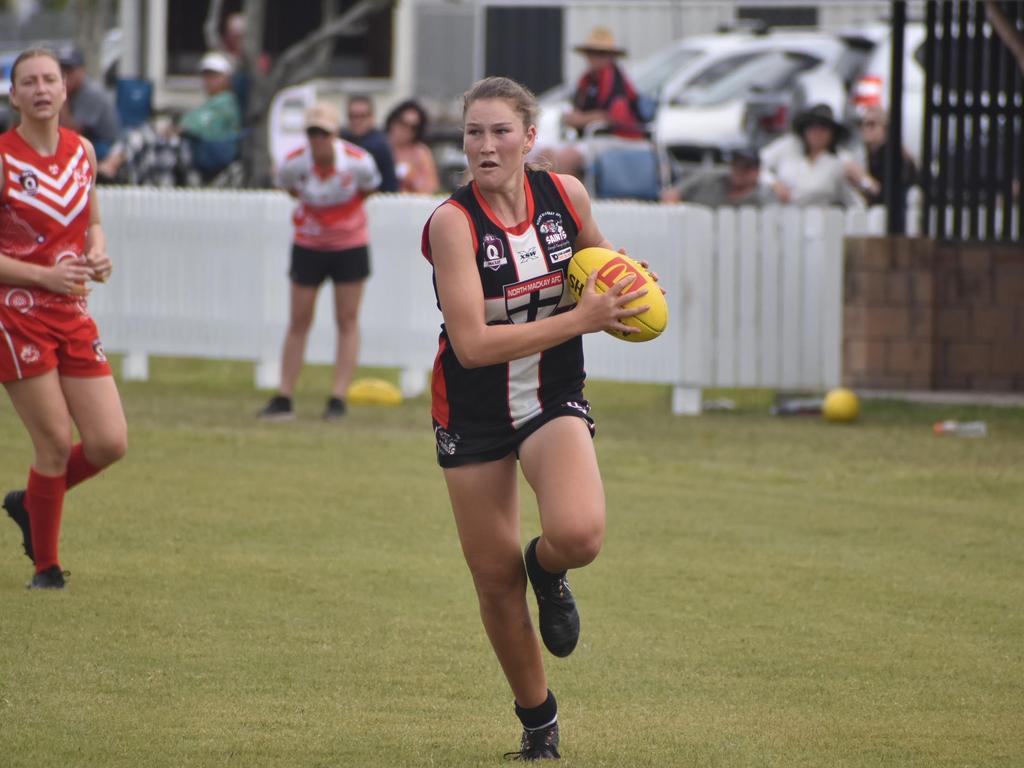 Alana Gee in the North Mackay Saints and Eastern Swans clash in the senior women's McDonald's Mackay Cup, August 21, 2021. Picture: Matthew Forrest