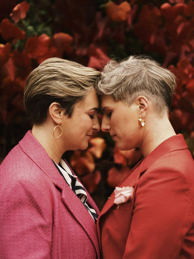 Renee and Jaz Swan at their backyard wedding. Picture: Last of the Seventh