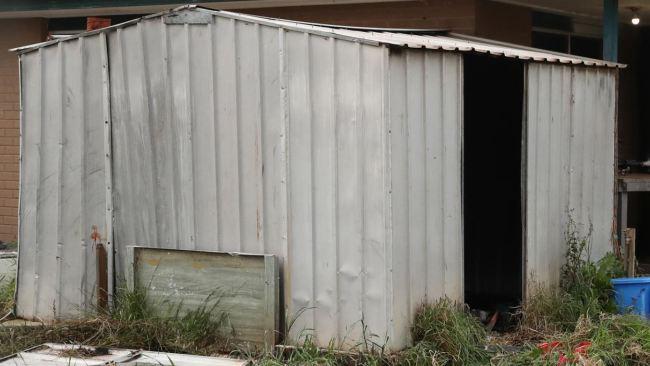 The shed where two children have died at the Corio home. Picture: NCA NewsWire / David Crosling