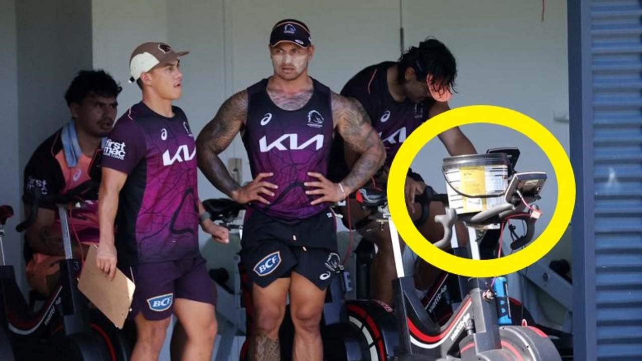 A vomit bucket at Broncos training.