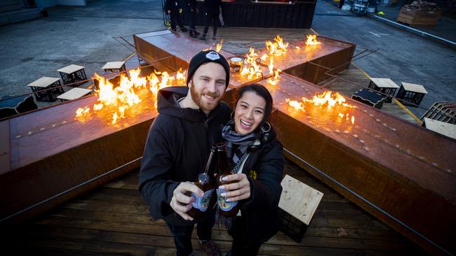 Matt Short and Sharon Wong from Kingsford NSW. Opening night of the Dark Mofo, Winter Feast. Picture: Richard Jupe