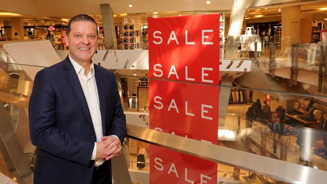 Myer stores and experience executive general manager Tony Sutton in the Bourke St store on Tuesday. Picture: Stuart McEvoy