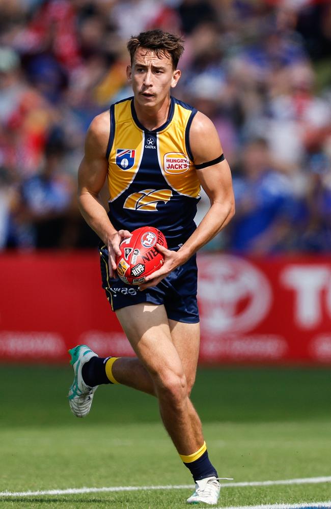 Brady Hough has emerged as one of the best lockdown defenders in the AFL. Picture: Dylan Burns/AFL Photos via Getty Images