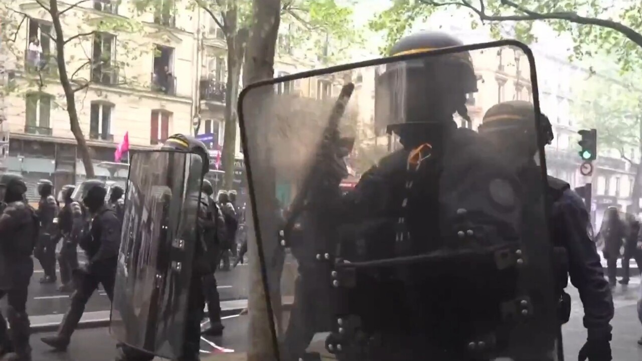 French police clash with union protesters over pension reforms