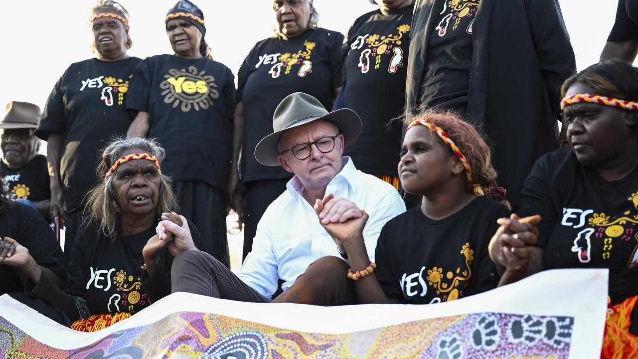 Prime Minister Anthony Albanese visiting Uluru yesterday. Picture: NCA NewsWire / Martin Ollman