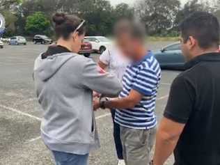 Strike Force Trawler detectives arrested a 63-year-old man at Coffs Harbour today over the alleged online procurement of a child. Picture: NSW Police