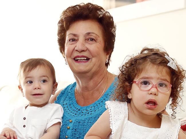 SUNDAY TELEGRAPH - 21/11/19Nancy Volpato and her grandkids Mia Volpato (right), Orlando Volpato (middle) and Audrey Barone (left) pictured at Horsley Park today. Nancy has been keeping fit and healthy by joining a walking group and she says it has helped with spending more quality time with her grandkids. Pic: Sam Ruttyn