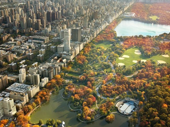 Skyscrapers and Fall Foliage in Central Park, Manhattan, New York City. Picture: JoSon Lee