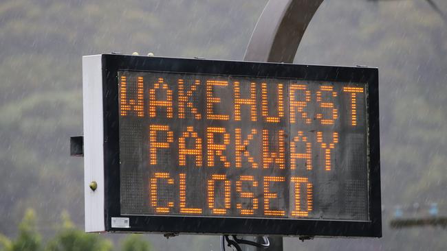 Wet weather closes Wakehurst Parkway, on average, six times a year. Picture: David Swift