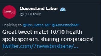 Queensland Labor's reply to Ms Bates' tweet