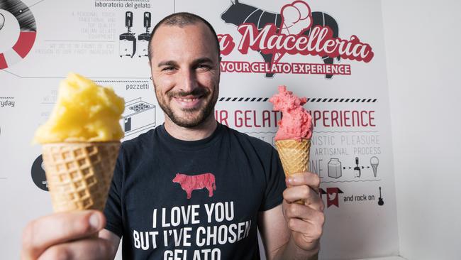 Matteo Zini is opening two new venues of his popular gelato store: One in Bowen Hills and a second at Coorparoo Square. Picture: Lachie Millard