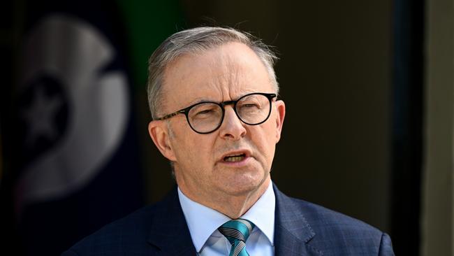 Anthony Albanese places himself at risk of repeating a second pledge on power prices that he may not be able to deliver. Picture: AAP