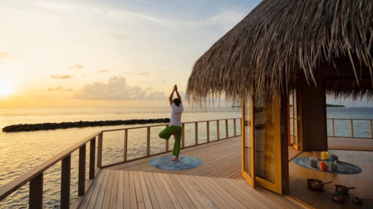 The Nautilus Maldives has daily scheduled yoga, fitness and meditation classes that are available for free with private island buyouts. Picture: The Nautilus Maldives