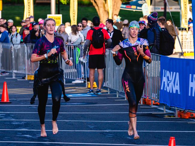 Competitors in the Ironman 70.3 Tasmania in Hobart Picture: Linda Higginson