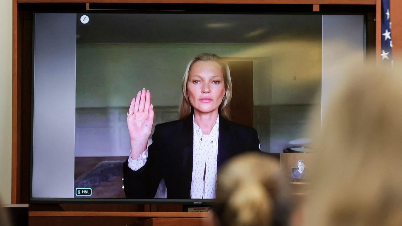 Model Kate Moss giving evidence via video link.