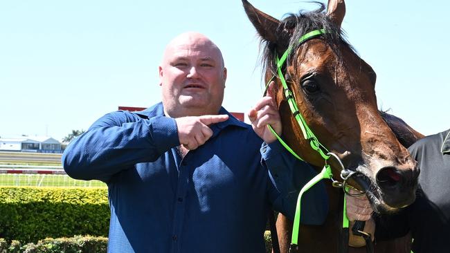 Grafton trainer Shannon Manwarring lands his first metropolitan winner with Credit Controller at Doomben. Picture: Grant Peters/Trackside Photography