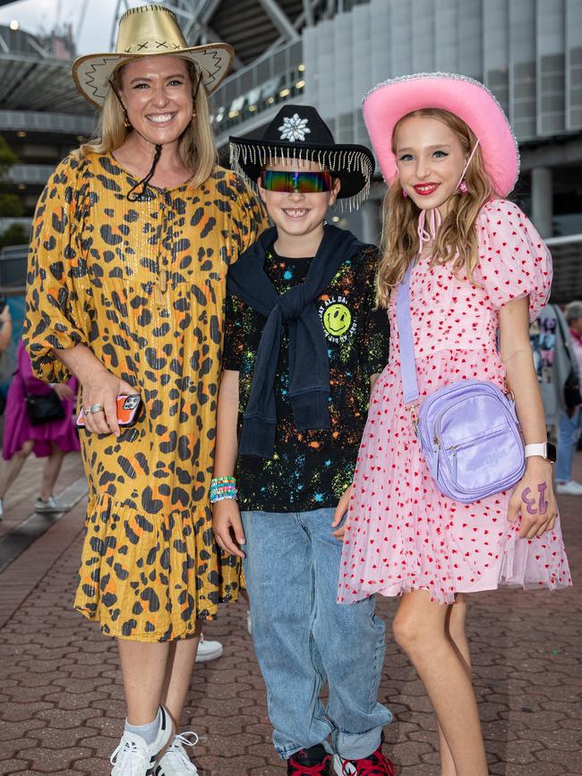 SYDNEY, AUSTRALIA - Daily Telegraph Photos February 26, 2024: 136. Elicia, Rex and Abi at Taylor Swift's The Eras Tour concert held at Accor Stadium in Sydney. Picture: Christian Gilles