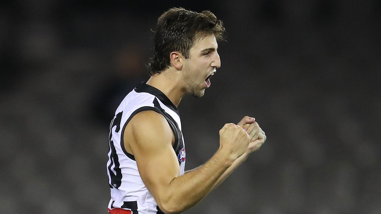 Josh Daicos impressed in Collingwood’s win over the Western Bulldogs. Picture: Michael Klein