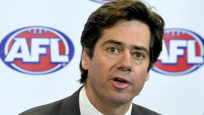 There are calls for AFL chief Gillon McLachlan to fix Tasmania’s footy crisis. Picture: AAP