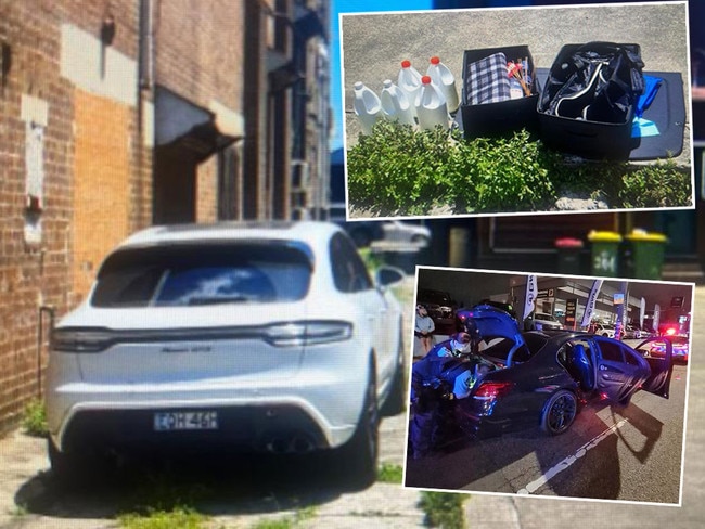 Three stolen vehicles, each fitted with cloned number plates and one loaded up with bottles of bleach, have been located in the city’s inner west in the past month. Pictures: Supplied