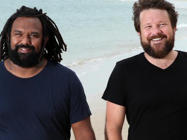 HOLD FOR SUNDAY MAIL- contact the Brisbane oicture desk before use - 0736666279. Australian music duo Jeremy Marou and Thomas Busby, Great Keppel Island. Photographer: Liam Kidston.