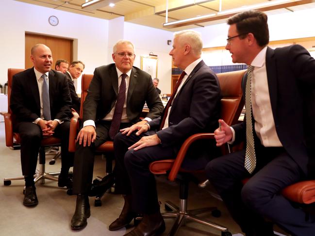 Prime Minister Scott Morrison holds the Budget 2021 Cabinet meeting at Parliament House on Monday, May 10, 2021 ahead of the budget tomorrow. Picture: Adam Taylor/PMO