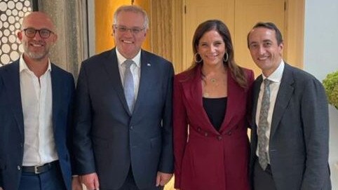 From left: Richard Weinberg, Prime Minister Scott Morrison, Monica Saunders-Weinberg and Liberal member for Wentworth Dave Sharma.