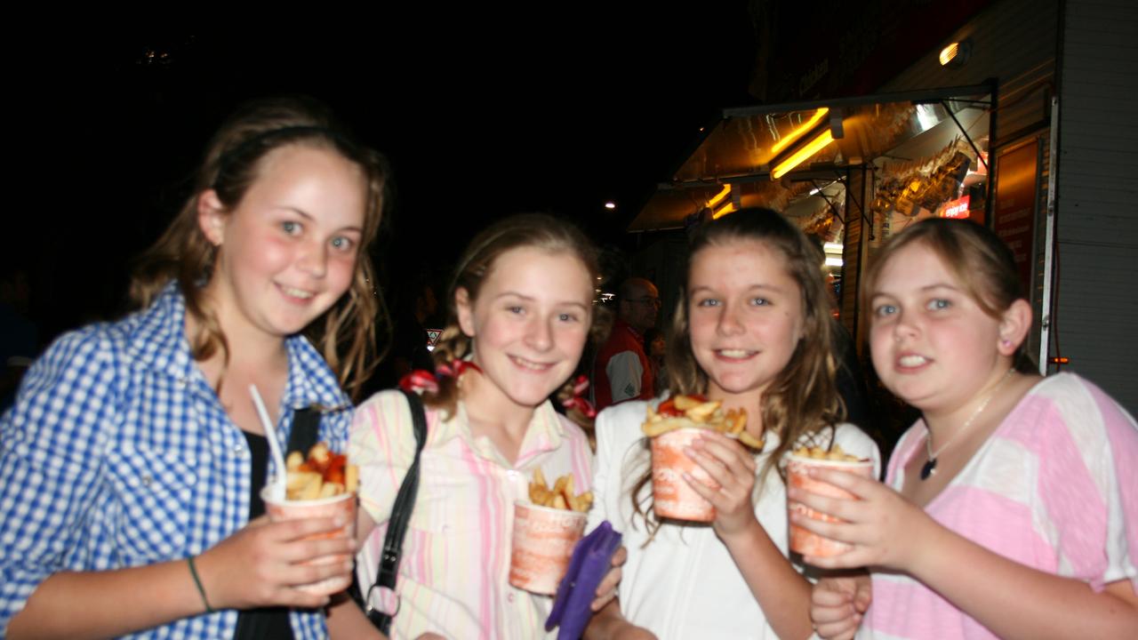 <p>Micayla King, Tara Doyle, Emma Brosnan and Eliza McNicol enjoy the carnival atmosphere at the Mardi Gras. Photo Deanna Millard / Warwick Daily News</p>