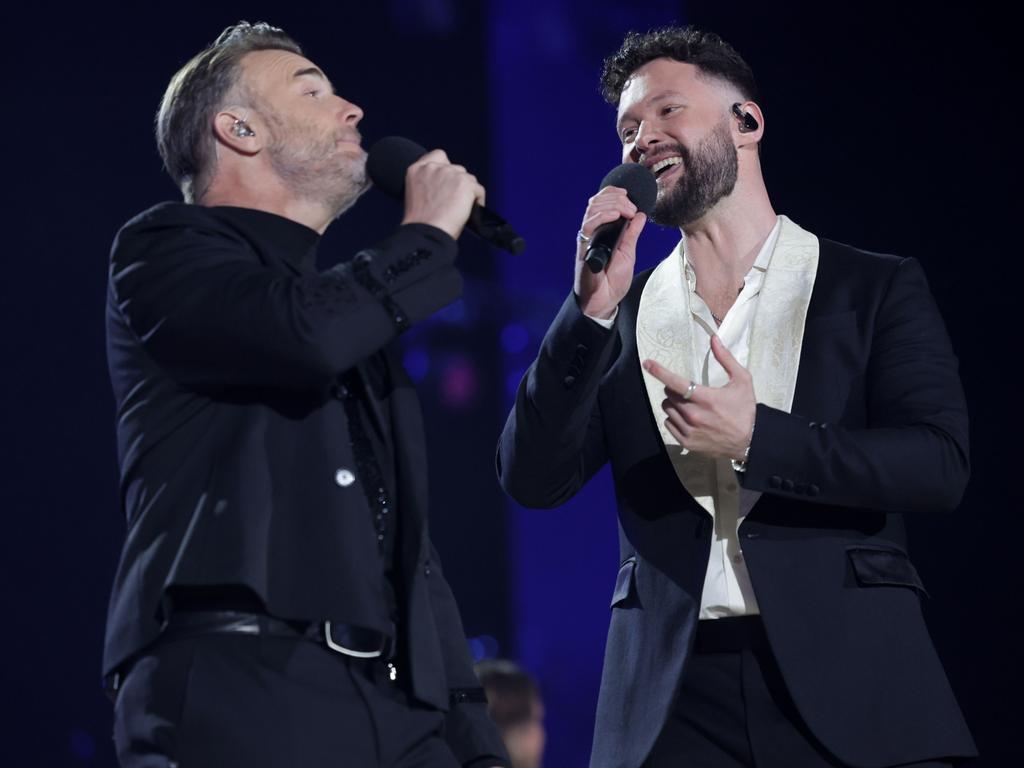 Gary Barlow of Take That and Calum Scott perform on stage. Picture: Getty Images