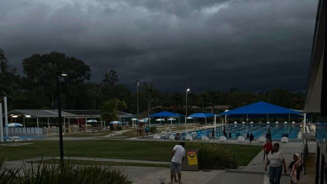 The storm approaching Bellbowrie on Brisbane's western outskirts. Picture: Facebook/Jacqui Ann