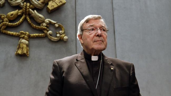 George Pell delivers a speech at the Vatican in June 2017. Picture: AP