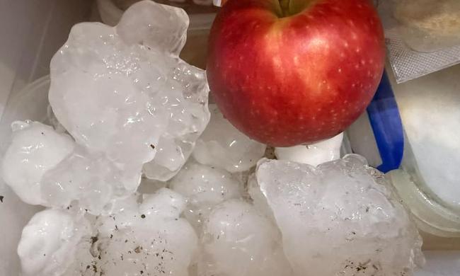 Hailstones were reported at Upper Springbrook and Tallebudgera Valley Thursday afternoon. Picture: via Higgins Storm Chasing