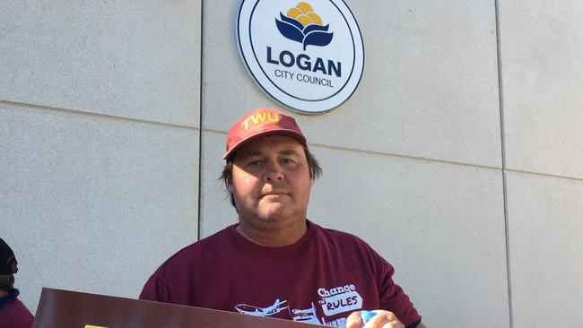 Jason Wiley at the Logan City Council strike in June.