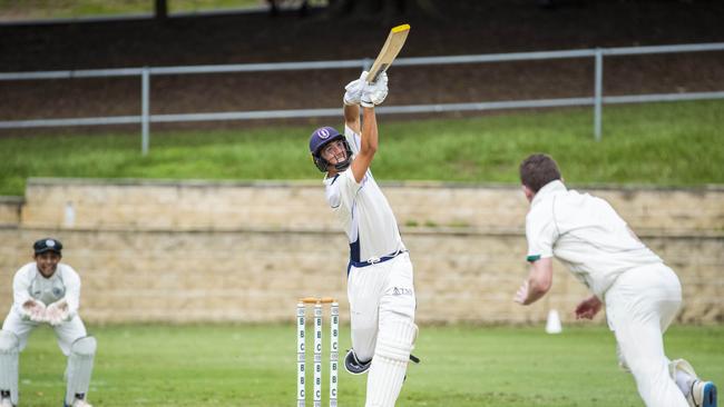 Tom Gossett from is caught TSS in the GPS cricket game between Brisbane Boys College BBC and Southport TSS at Oakman Park, Taringa, Saturday, March 14, 2020 (AAP Image/Richard Walker)