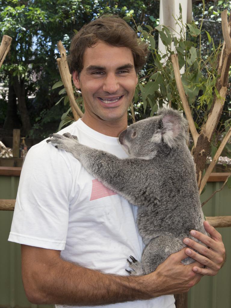 Roger Federer prior to the Brisbane International tennis tournament in Brisbane in 2013, AAP Image/Dave Hunt