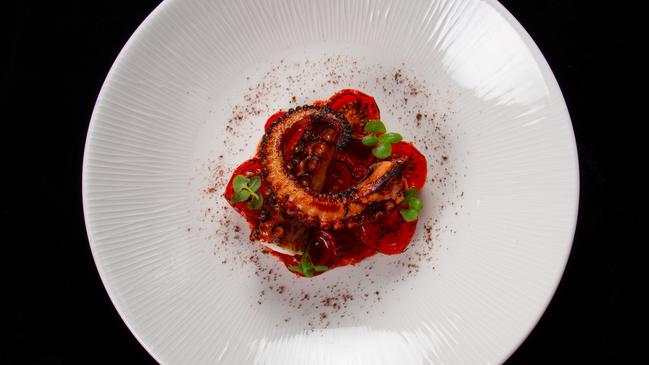 Properly charred octopus with Calabrian sauce and ‘nduja.