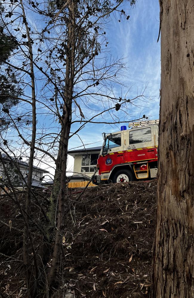 Firefighters at unit fire at Blackmans Bay on April 1, 2024