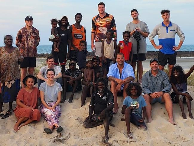 Lance "Buddy" Franklin travelled to Maningrida with four other Sydney Swans players. Picture: Supplied.