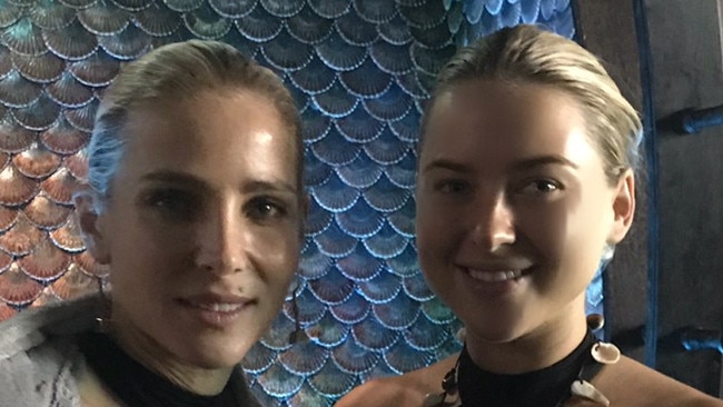 Elsa Pataky and Gold Coast stunt woman Ilana Collins on the set of Netflix TV series Tidelands.