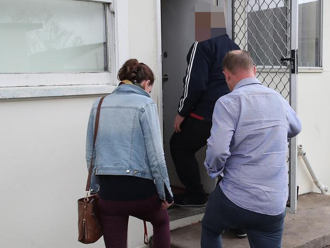 Ms Hopley and Ms Ottaway about to visit with another offender. Picture: David Swift