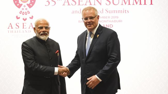 Indian Prime Minister Narendra Modi and Scott Morrison speak regularly. Picture: AAP