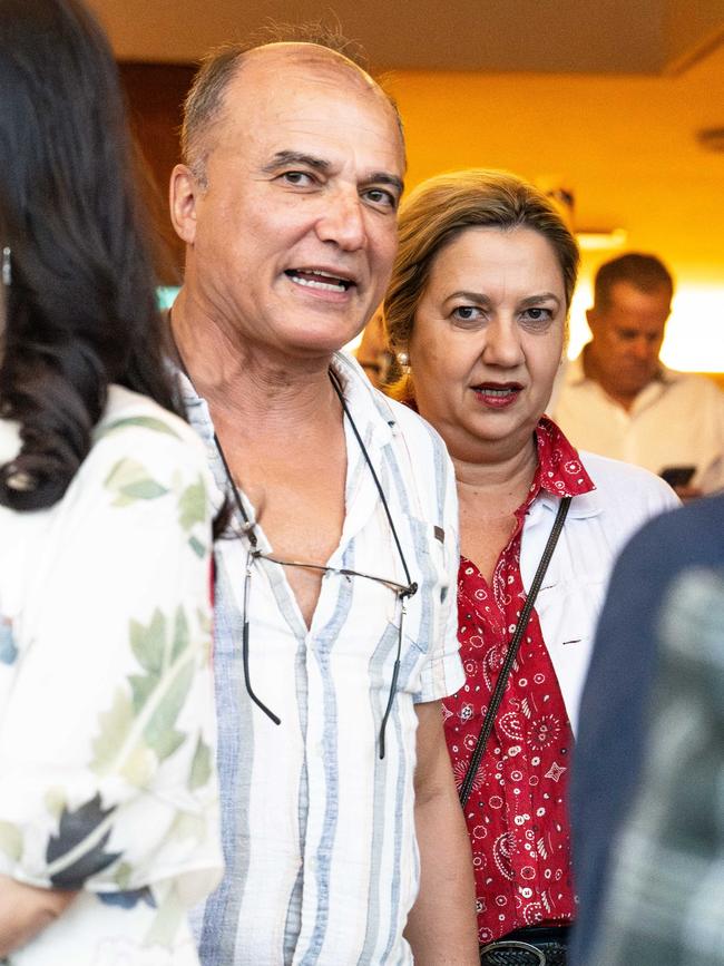 Annastacia Palaszczuk with her partner Dr Reza Adib. Picture: John Nguyen