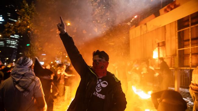 Protesters demonstrate in front of the Israeli Consulate in Istanbul. Picture: Getty