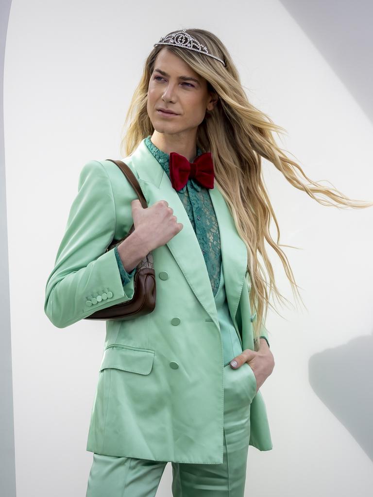 Christian Wilkins in an impressive suit in the Birdcage at the 2022 Melbourne Cup. Picture: Wayne Taylor/Getty Images for VRC