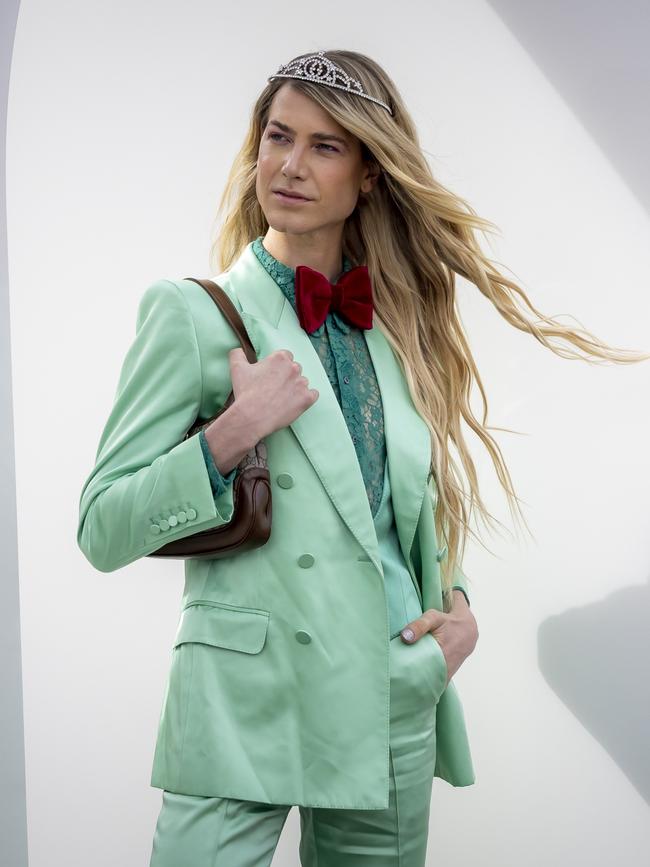 Christian Wilkins in an impressive suit in the Birdcage at the 2022 Melbourne Cup. Picture: Wayne Taylor/Getty Images for VRC